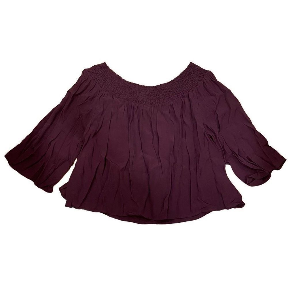 Aritzia Blouse Womens L Talula Marcilly Off The Shoulder Burgundy